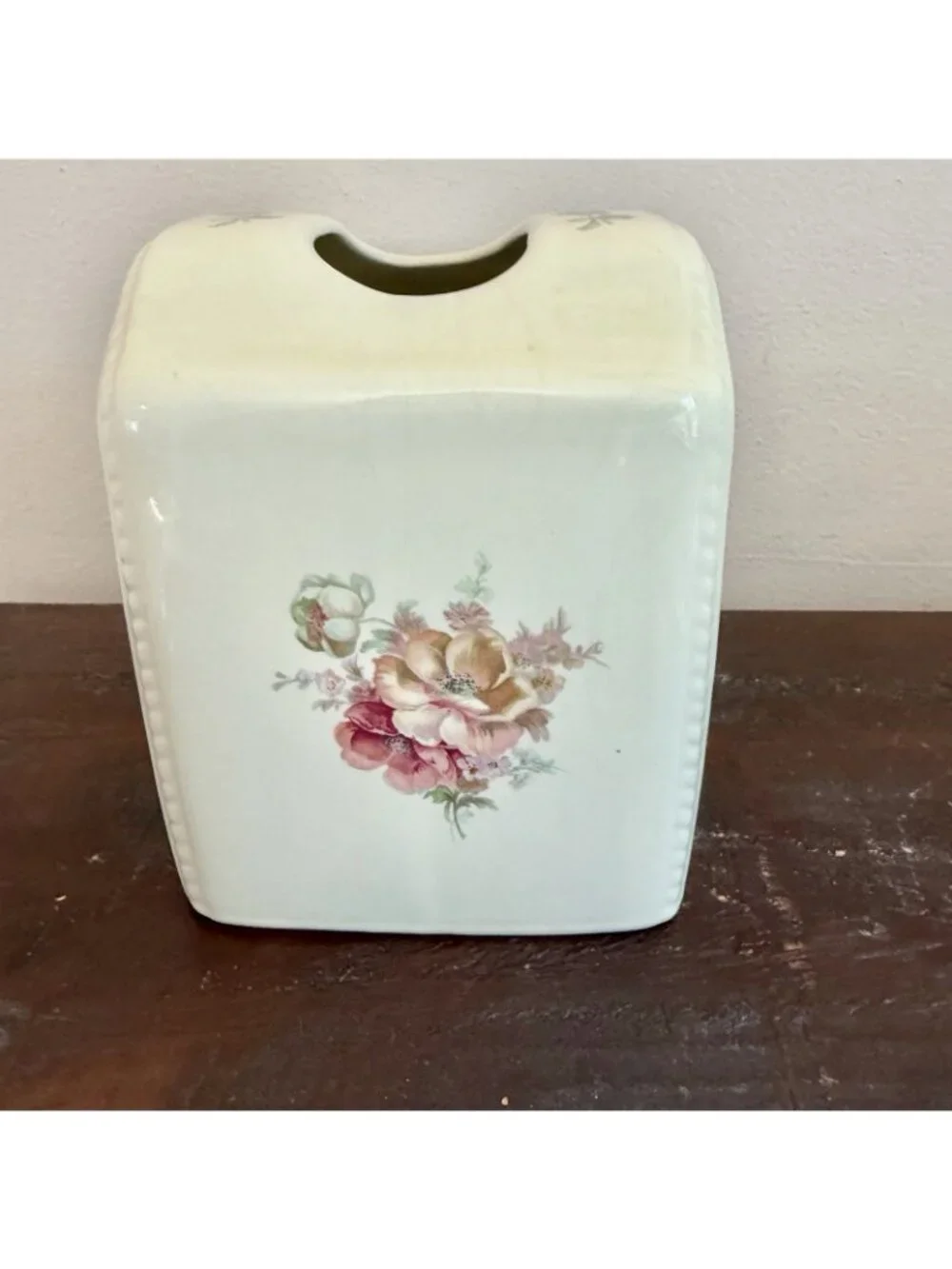 Vintage Athena California Floral Napkin Holder Ceramic Kitchen Decor Floral